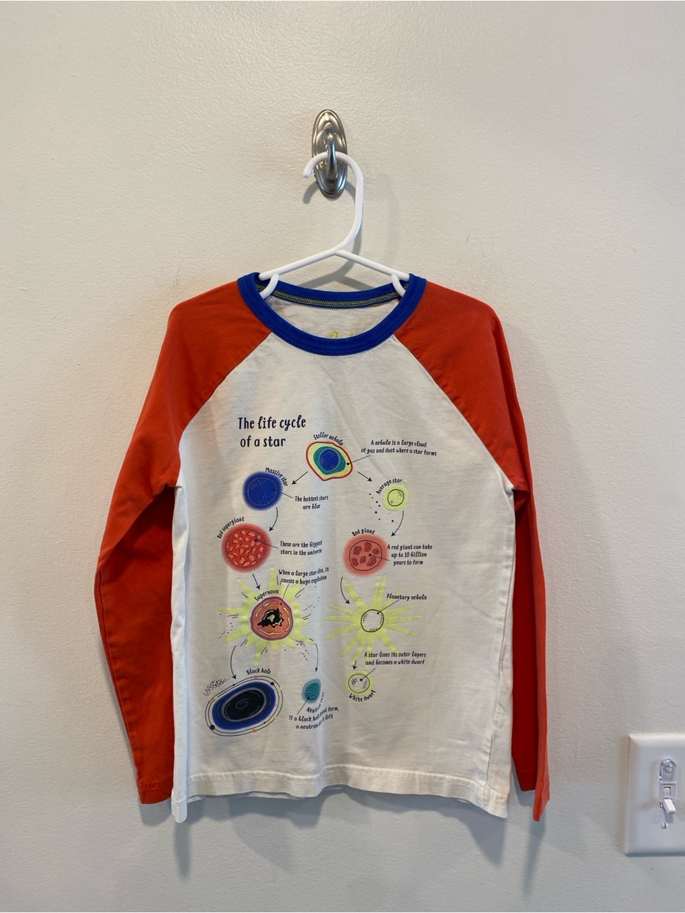 Mini Boden boys graphic raglan tee size 7-8 life of a star science long sleeve